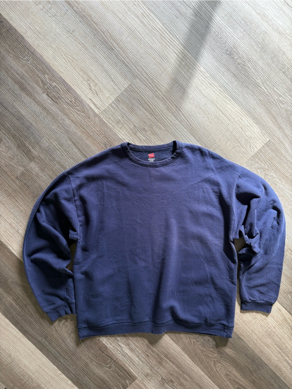 Vintage Hanes Premium EcoSmart Sweatshirt L Navy Blue Fleece Crewneck